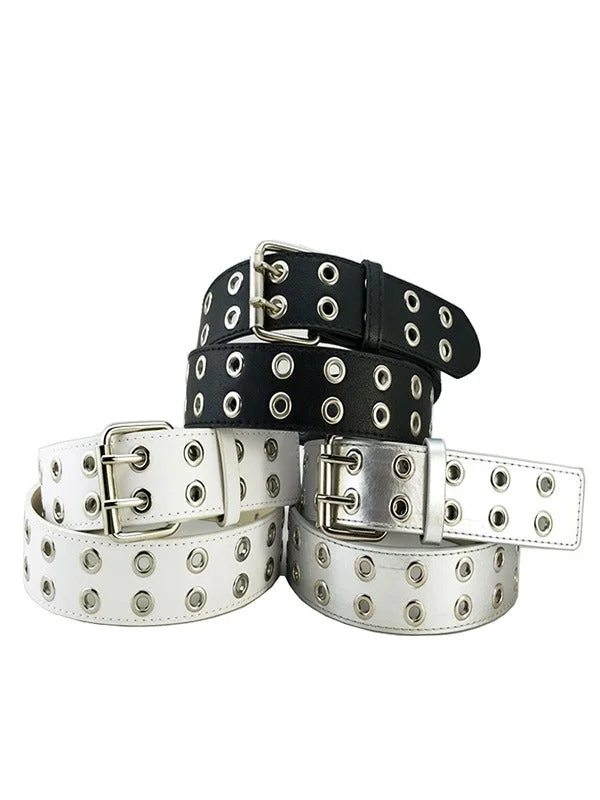 Brownm Pop belt with metal decoration and eyelet buckle