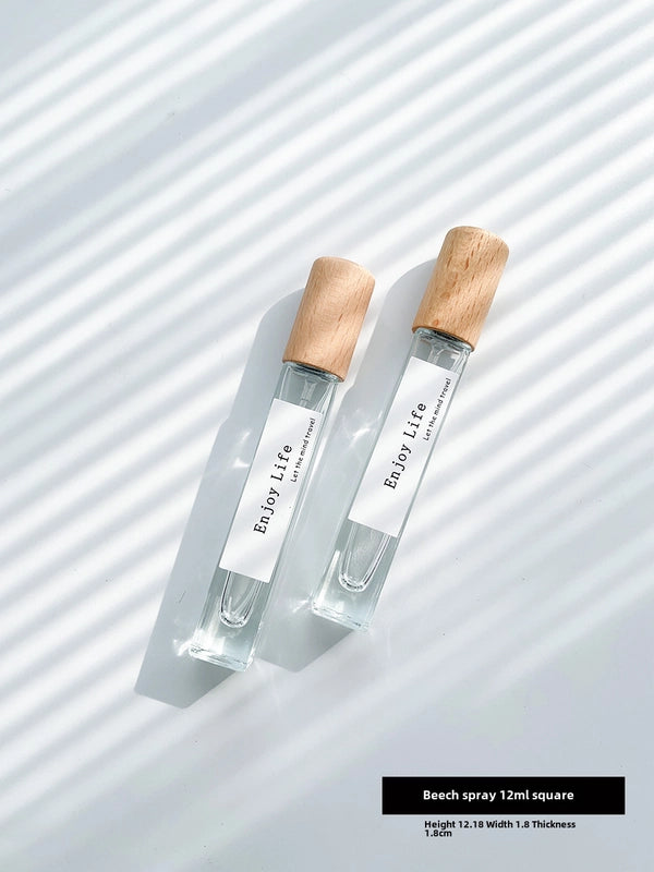 Perfume Sub-bottle High-end Portable 10 Ml Small Sample Bottle Press Bottle Glass Spray Replacement Bottle Wooden Lid Empty Bottle