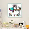 Sewing Machine Girl-11CT Stamped Cross Stitch 40*40cm/15.75*15.75in