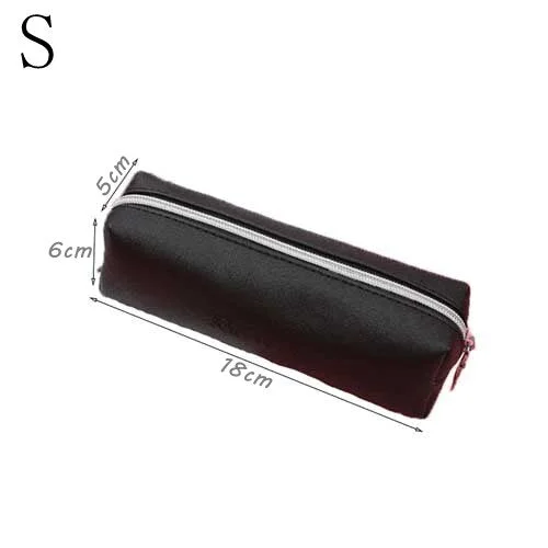 Black Pencil Case For Office Gift School PU Leather Pencil Case Big Capacity Pencil Bag Pencilcase School Supplies Stationery