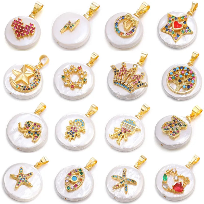 1 Piece 15.3*19.2mm Copper Zircon Heart Shape Eye Crab Pendant Jewelry Accessories