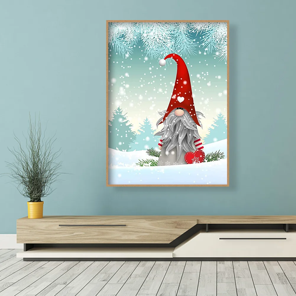 Full Round Diamond Painting 30*40cm - Gnome Christmas