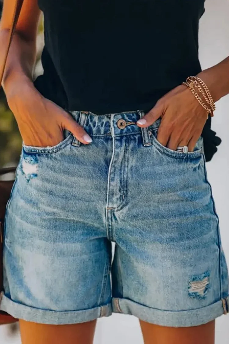 New Stylish Distressed Denim Shorts