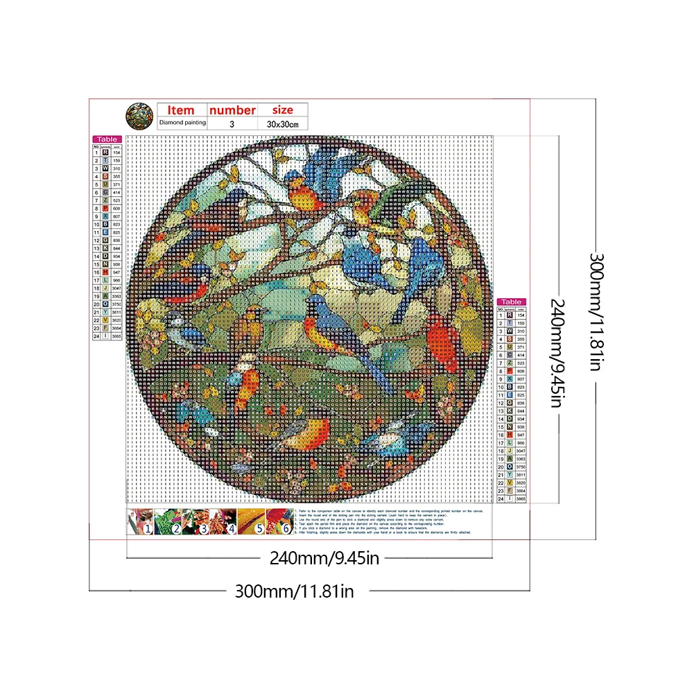 Diamond Painting - Full Round Drill - Stained Glass Bird(Canvas|30*30cm)