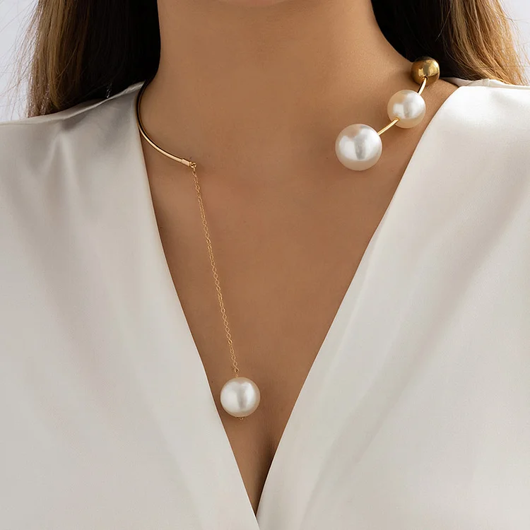 Fashion Alloy Imitation Pearl Opening Necklaces
