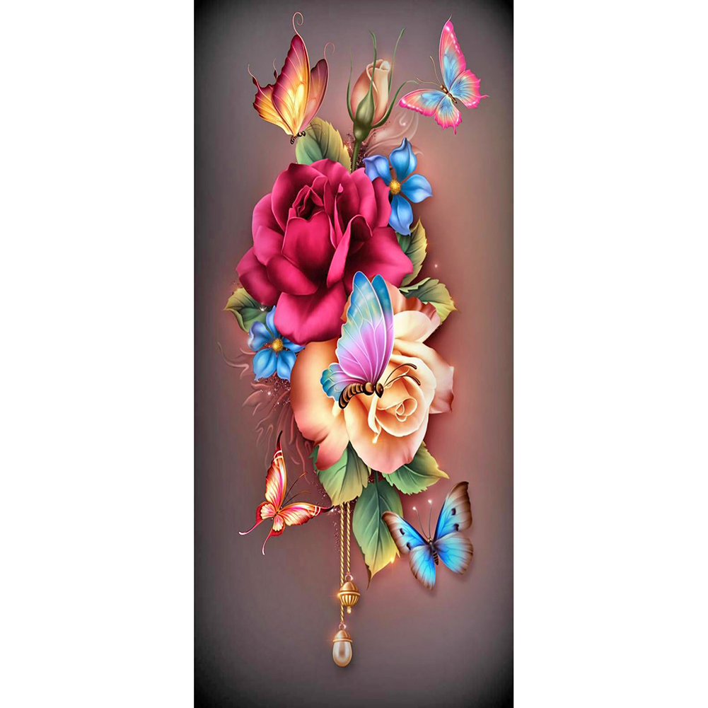 

30*60CM - Round Drill Diamond Painting - Butterfly Flower (Big Size), 501 Original