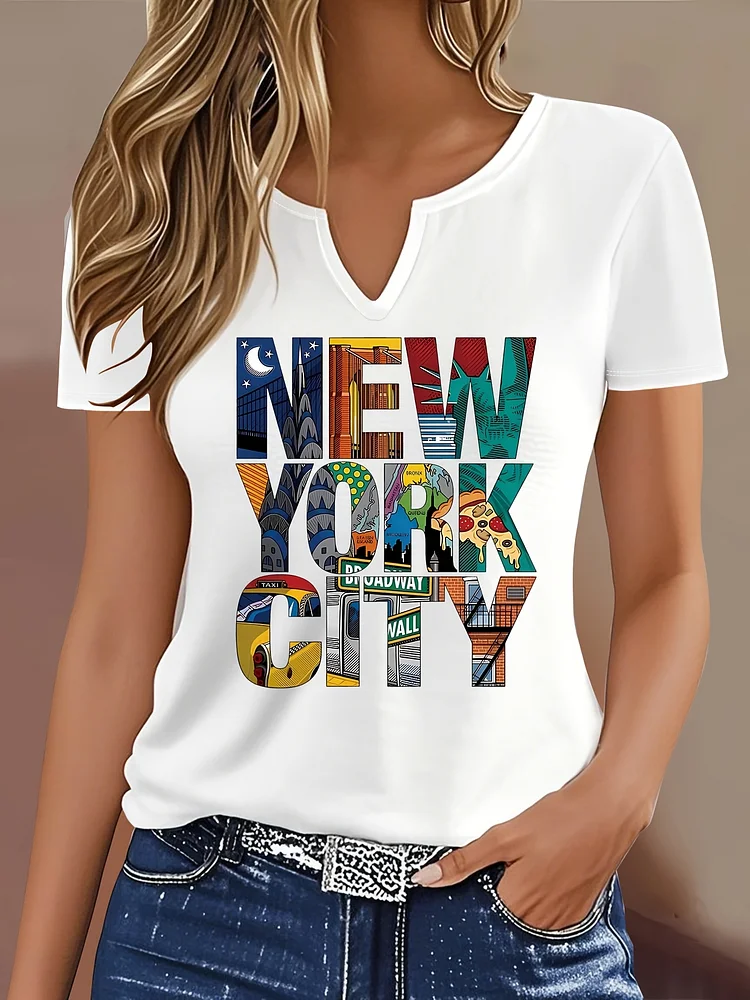 Women's Lightweight Stretchy T-Shirt - Non-See-Through Fabric, All-Season Everyday & Formal Tops - Machine Washable Women's Blouse For Casual Professional Outfits, Vneck Shirt, Nontransparent Material