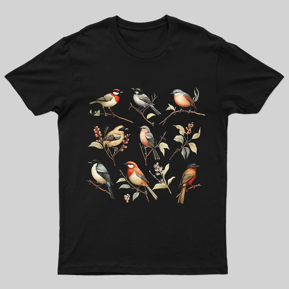 Woodland Birds Printed Men's T-shirt