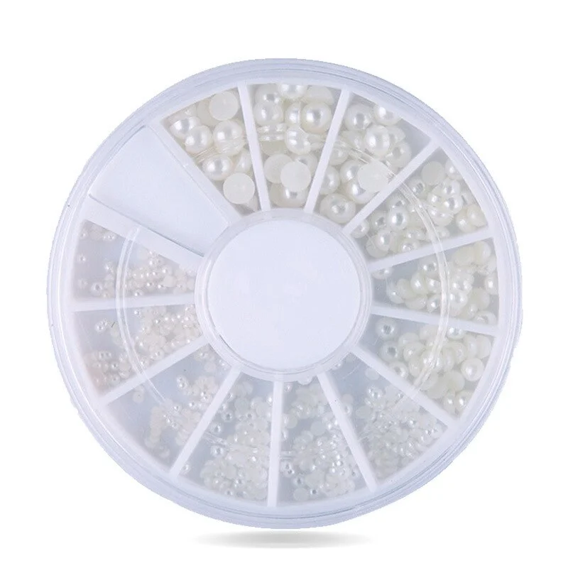 Nail Wheel Decoration Fashion 2mm 3mm White Off-White Semi-Round Pearl Designs Nail Decorate Beauty Salons