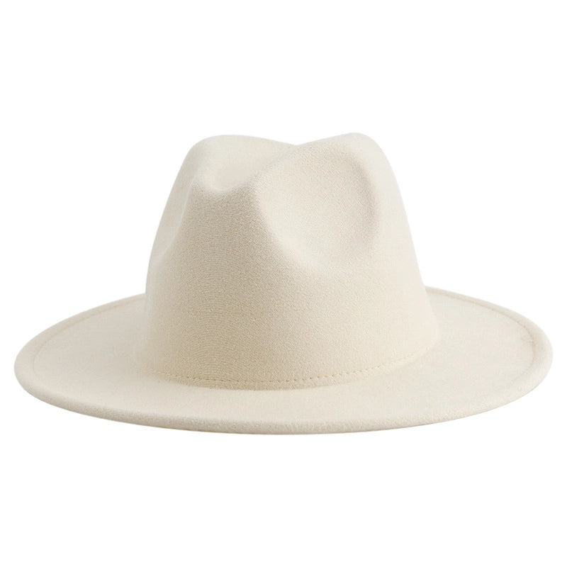 60 Color Solid Color Jazz Top Hat British Style Retro Woolen Hat Adult Embroidered Logo Felt Hat