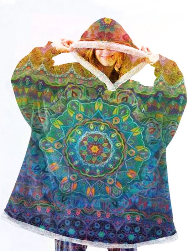 Casual flower printed lazy sweater blanket