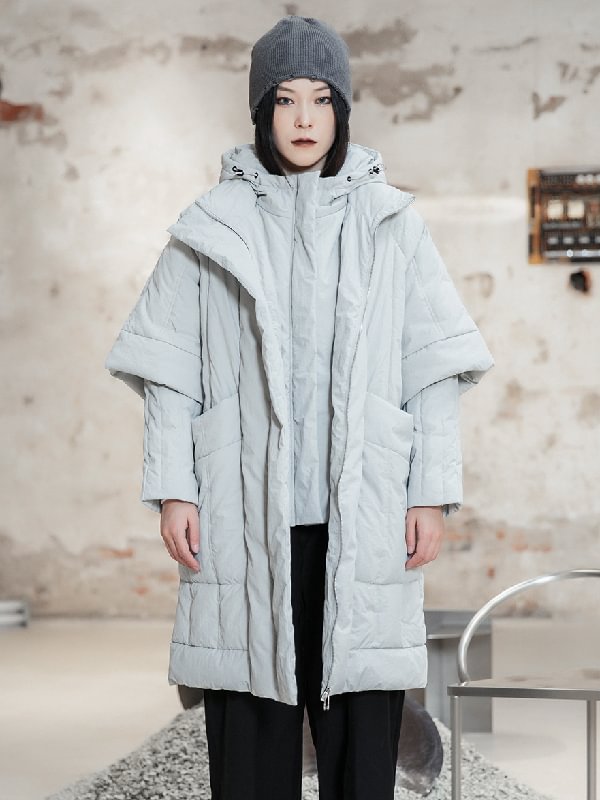 Casual Loose Hooded False Two Padded Coat