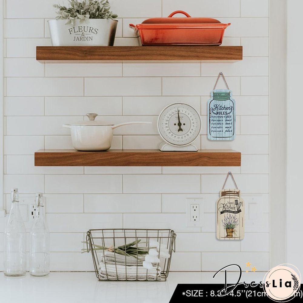 Putuo Decor-Kitchen Mason Jar Shape Plaque Wooden Signs for Rustic Kitchen Home Wall Decor（4.5"&times;8.3"）