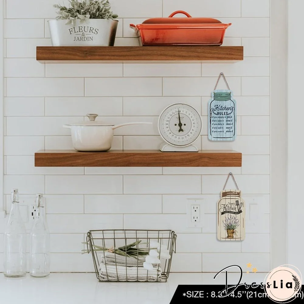 Putuo Decor-Kitchen Mason Jar Shape Plaque Wooden Signs for Rustic Kitchen Home Wall Decor（4.5"&times;8.3"）