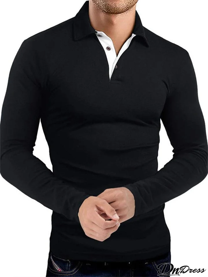 Men's Bodycon Turn Down Collar Business Golf Polo Shirts