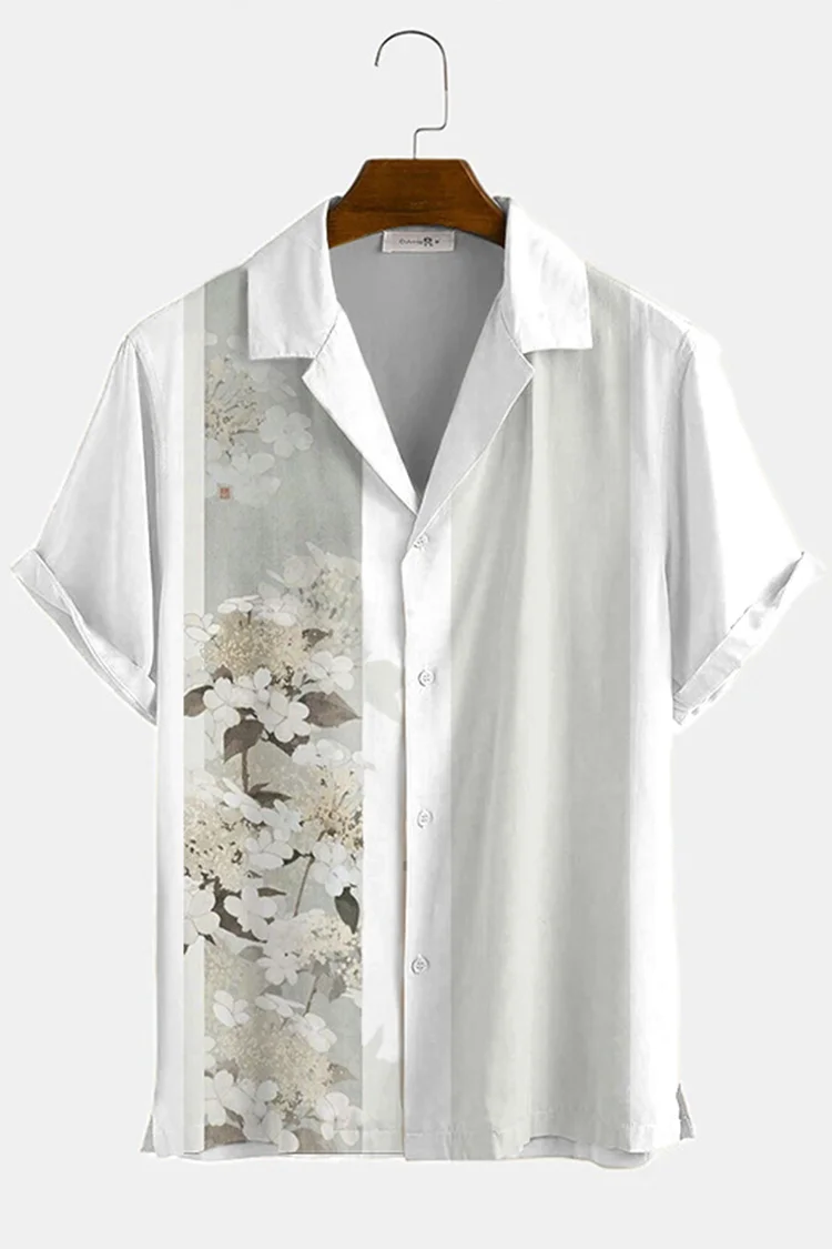 Tiboyz Mens Fashion Casual Cozy Floral Short Sleeve Shirt
