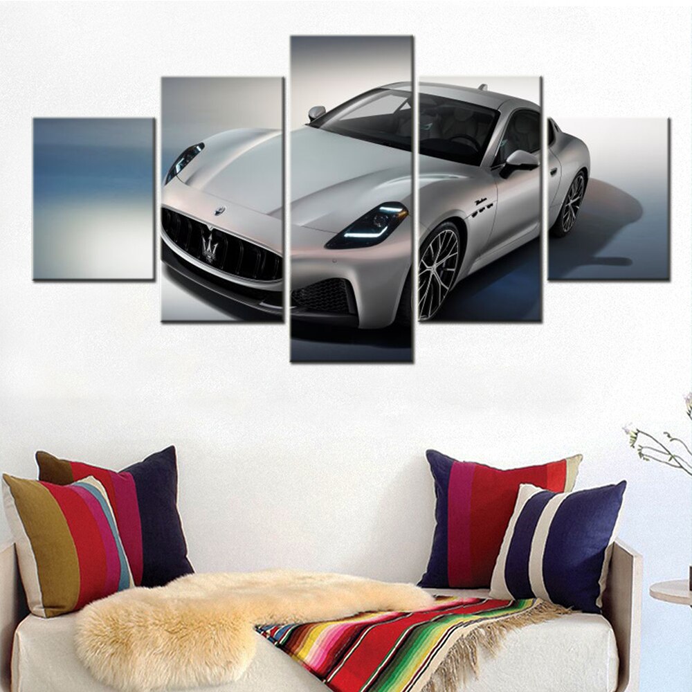 5 Piece Canvas Wall Arts Car Poster Painting Home Decoration Accessories Maserati GranTurismo Modena Wallpaper Living Room Mural