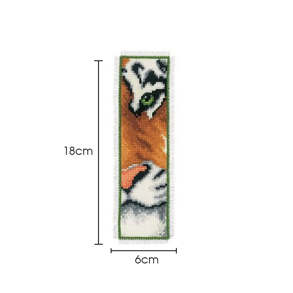 14ct 2-Strand Double-sided Counted Cross Stitch Bookmark - Tiger(18*6cm)