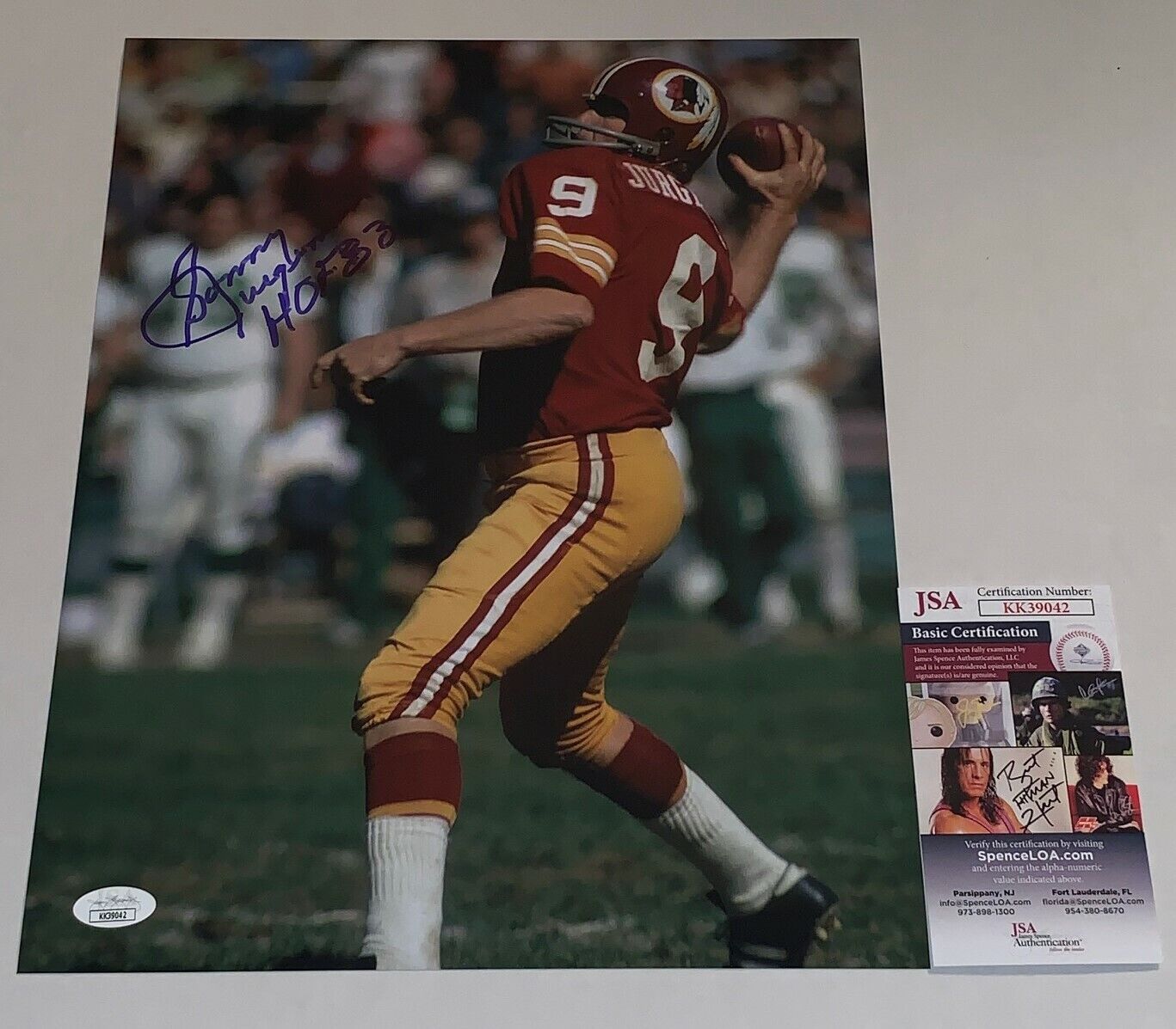 Sonny Jurgensen signed Washington Redskins 11x14 Photo Poster painting W/ HOF Inscription 2 JSA