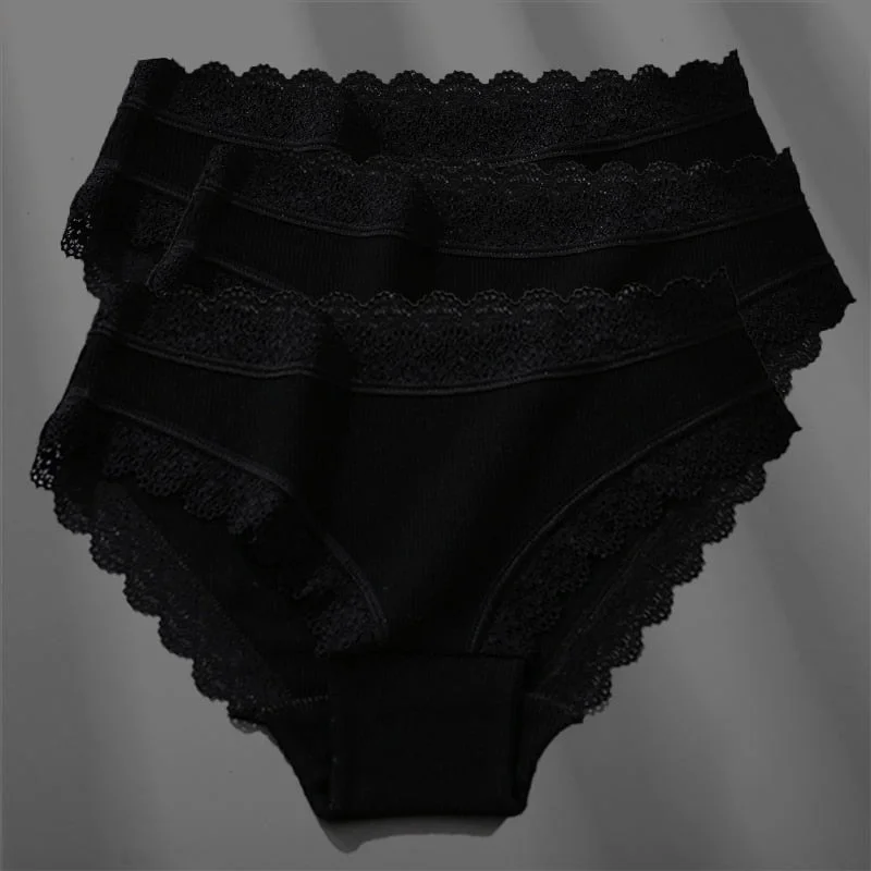 3PCS/Set Women's Cotton Panties Sexy Lace Lingerie Female Soft Underwear For Girls Ladies Underpants Floral Briefs Woman's panty