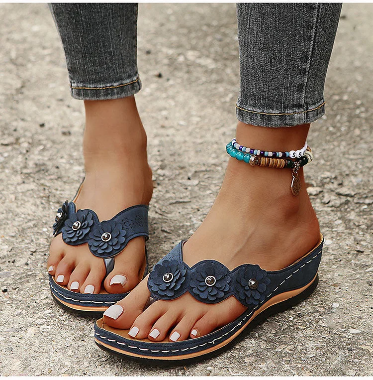 Sandals with Arch Support Anti-Slip wedges Sandal Vintage Flip Flop comfortable slippers Casual Wedge flat Sandals Shoes QueenFunky