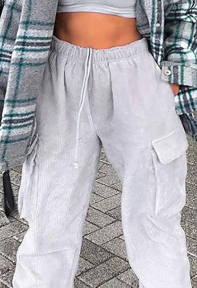 Brownm Pockets High Waist Jogger Pants