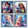 4-Piece Set - Stitch And Disney Princesses Series-Full Round Diamond Painting 30*30CM