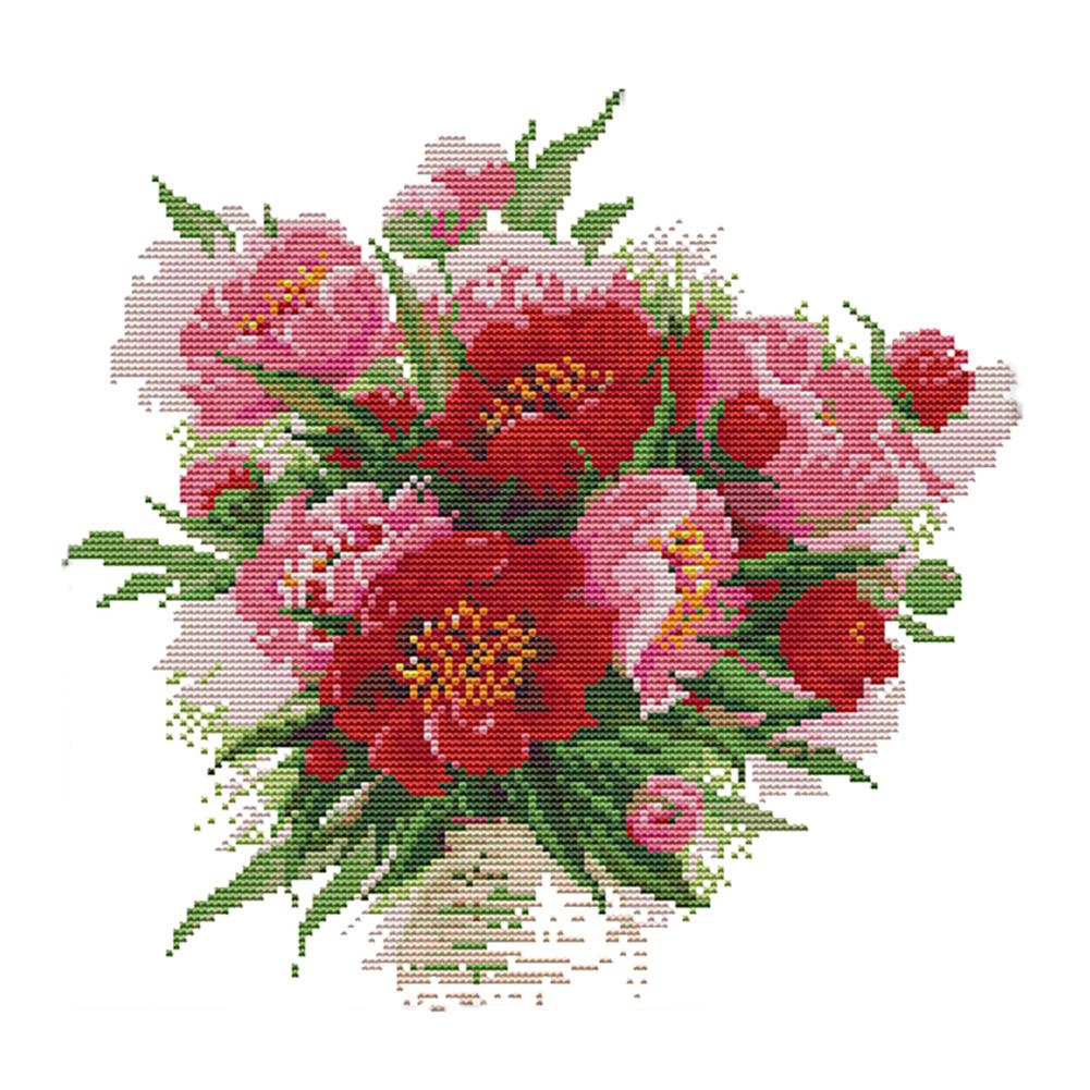 

Flower - 14CT Stamped Cross Stitch - 33x32cm, 501 Original