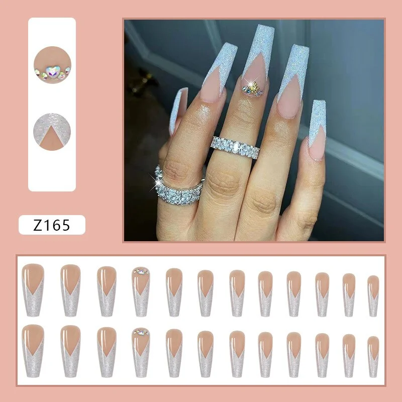 Fake Nail Patch Long/Short Paragraph Ballet Nails Purple Clouds Finished Nail Piece 24PCS Glue Type Best Gifts SANA889-Nail Inspo