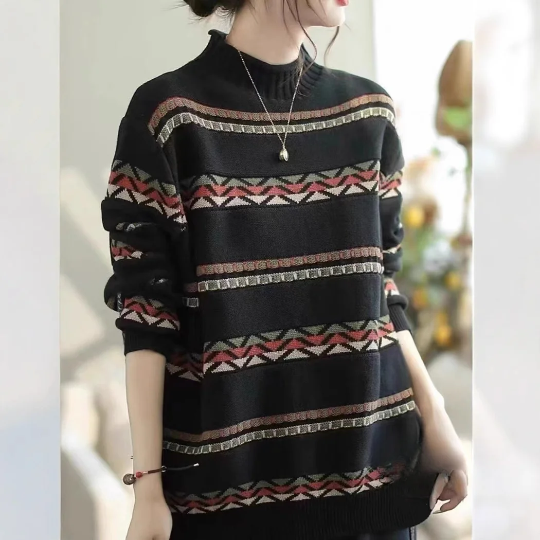 Chicfifth Sweater Women Winter Long Sleeve High Quality Autumn Vintage Top Knitted Cardigan