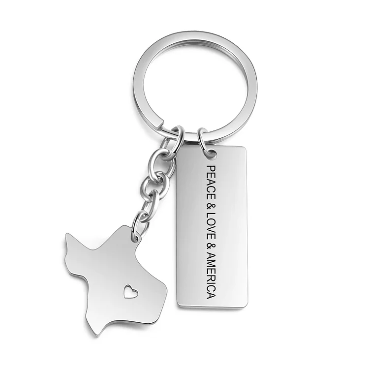 50 States Personalized  America Map Keychain Engraved with Text