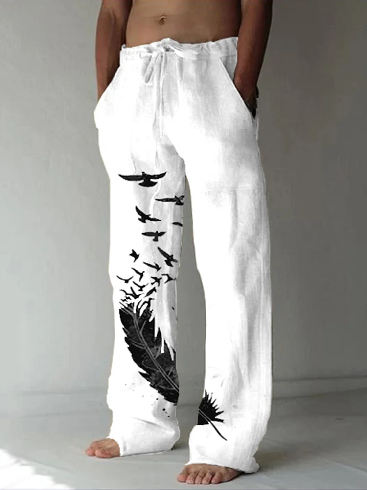 Pre-sale Men's casual flying bird print casual pants