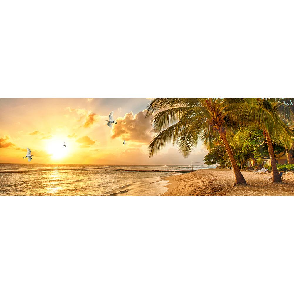 

80*30CM - Seaside Beach - Round Drill Diamond Painting, 501 Original