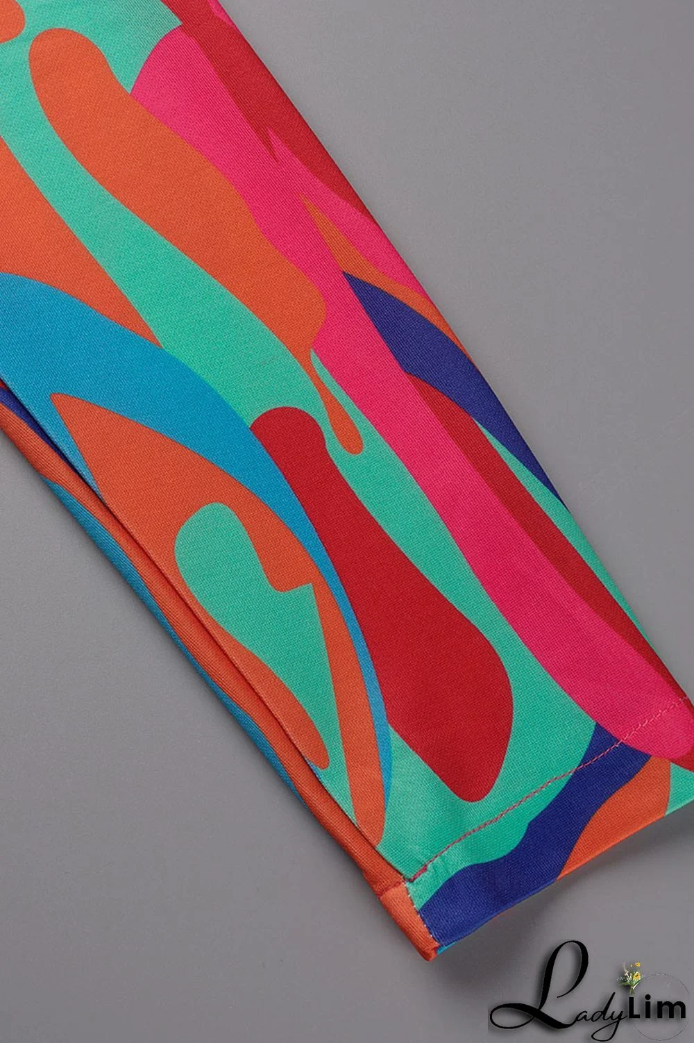 Camel Casual Print Patchwork Buttons Turn-back Collar Long Sleeve Two Pieces