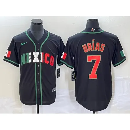 Men's Mexico Baseball #7 Julio Urias 2023 Black World Baseball With Patch Classic Stitched Jersey ZO6X