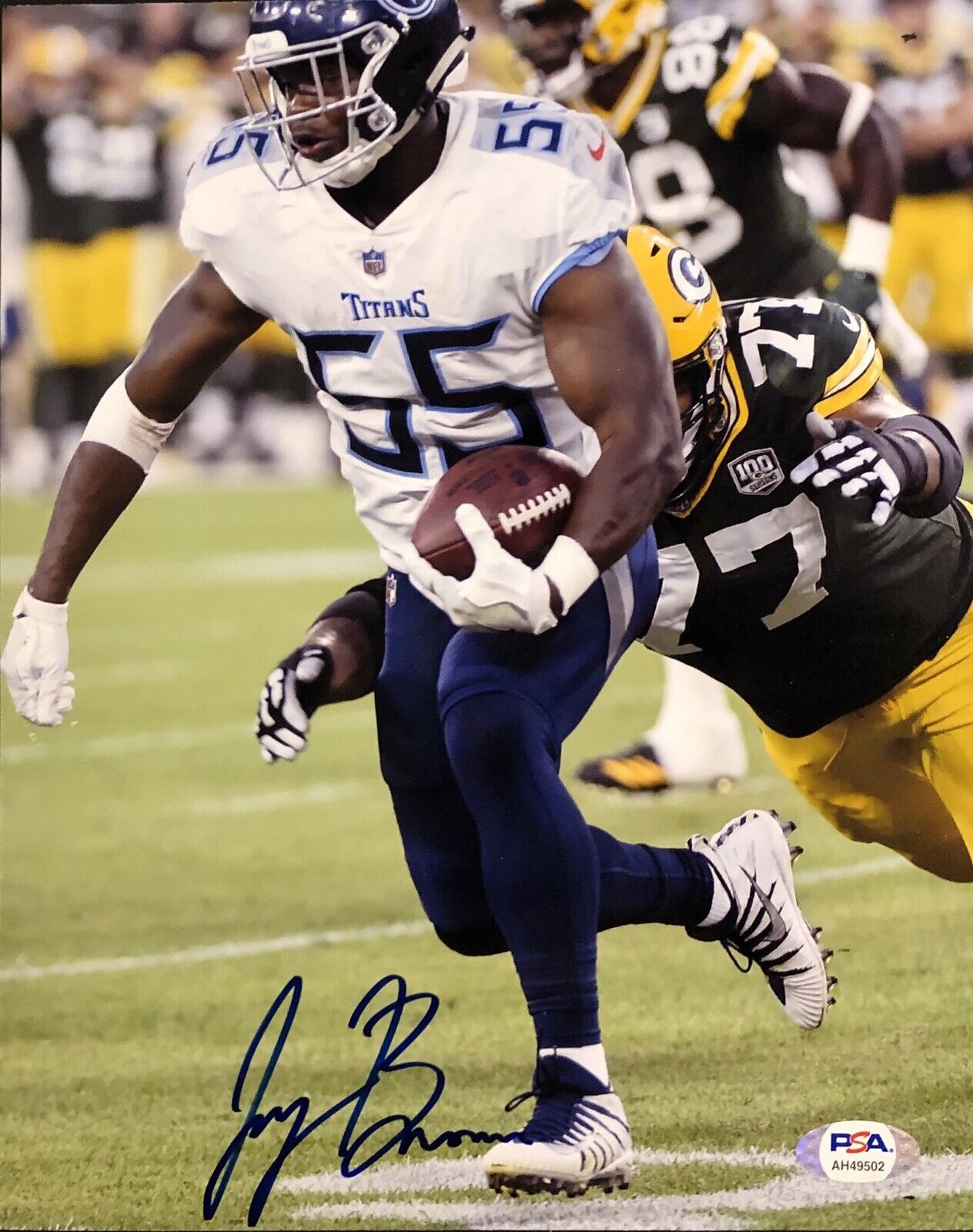 Jayon Brown Signed Autographed Tennessee Titans 8x10 Photo Poster painting Super Bowl Psa/Dna