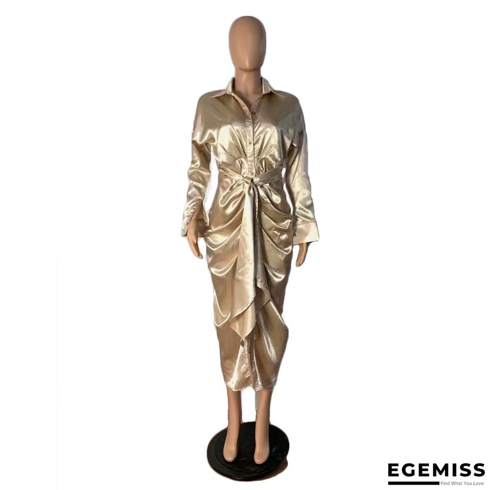 Hollow Solid Color Pleated Fashion Ladies Dress | EGEMISS