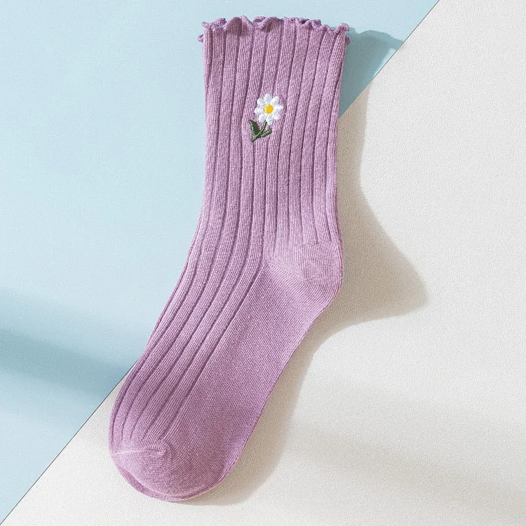 Flower Frilly Cute Socks - Gotamochi Kawaii Shop, Kawaii Clothes