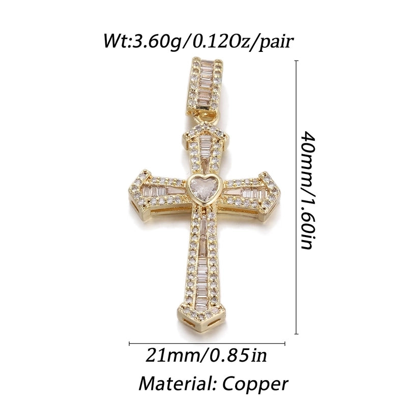 1 Piece Copper Zircon Cross Pendant