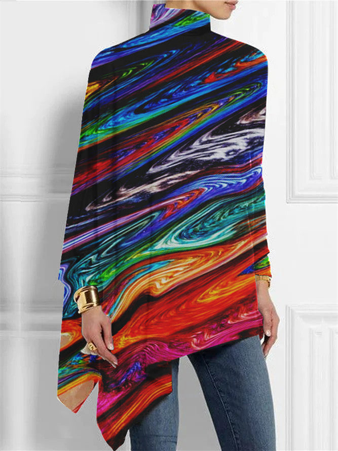 Women Long Sleeve V-neck Graphic Floral Printed Top