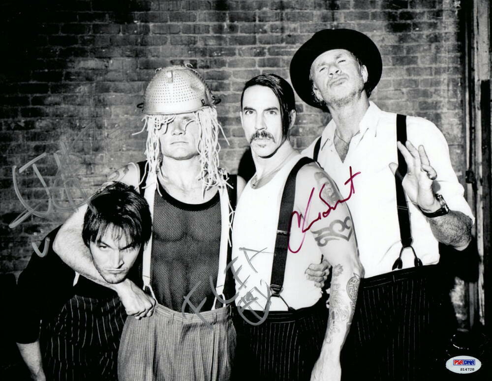 RED HOT CHILI PEPPERS SIGNED AUTOGRAPH 11X14 Photo Poster painting FLEA, SMITH, KLINGHOFFER PSA