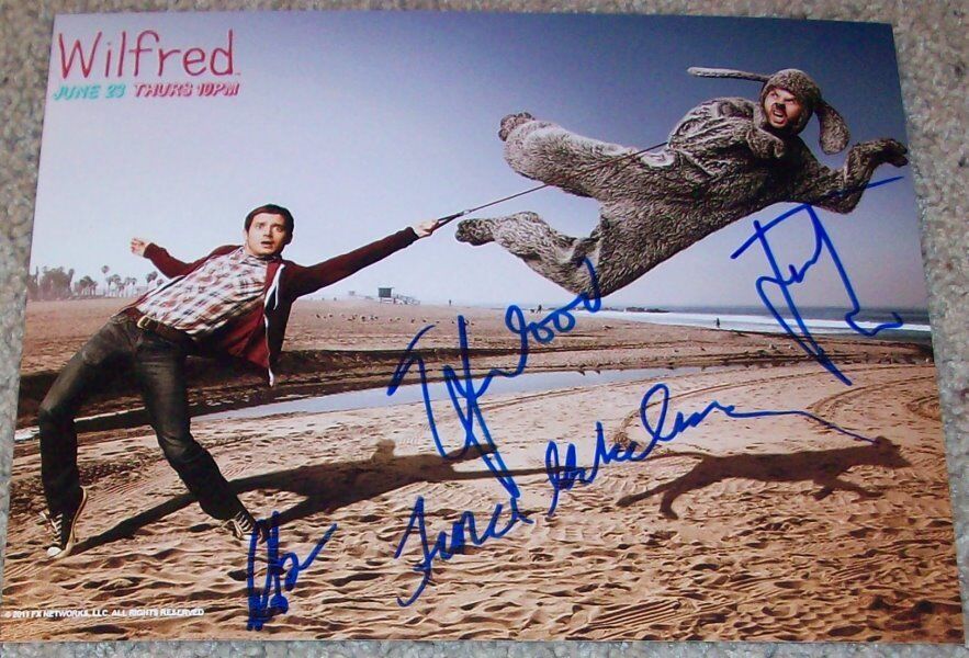 WILFRED CAST SIGNED AUTOGRAPH 8x10 Photo Poster painting A w/PROOF ELIJAH WOOD +3