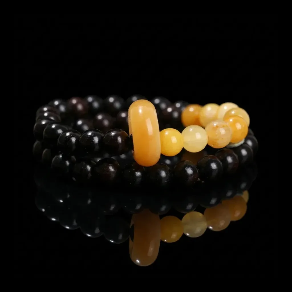 Lumina Dual-Wrap Mala | Black Sandalwood & Golden Aventurine