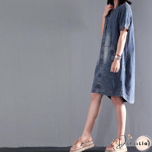 Loose denim sundress plus size causal denim summer dresses shift dress