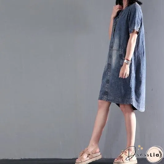 Loose denim sundress plus size causal denim summer dresses shift dress