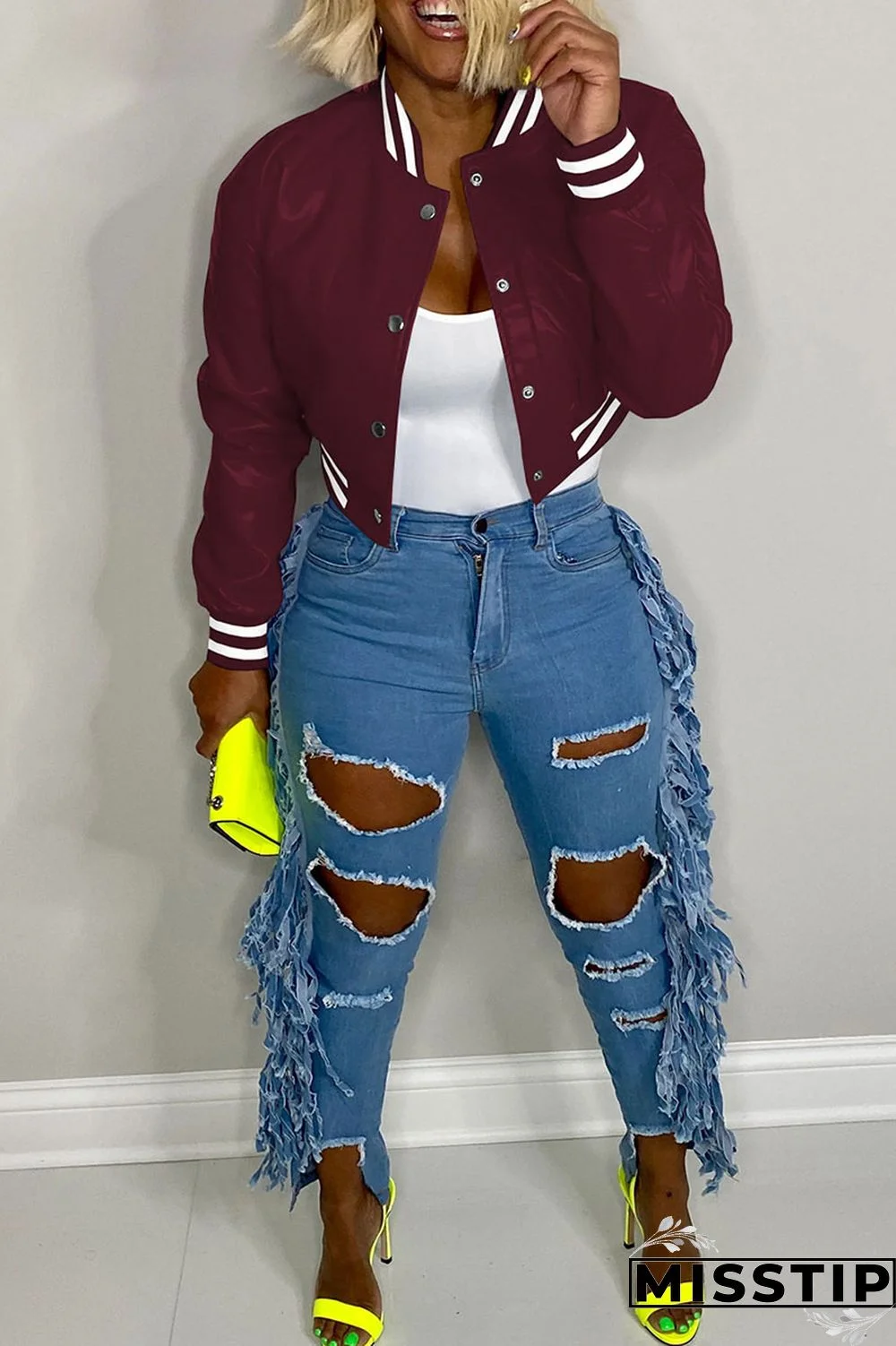 Black Casual Solid Patchwork Buckle Outerwear