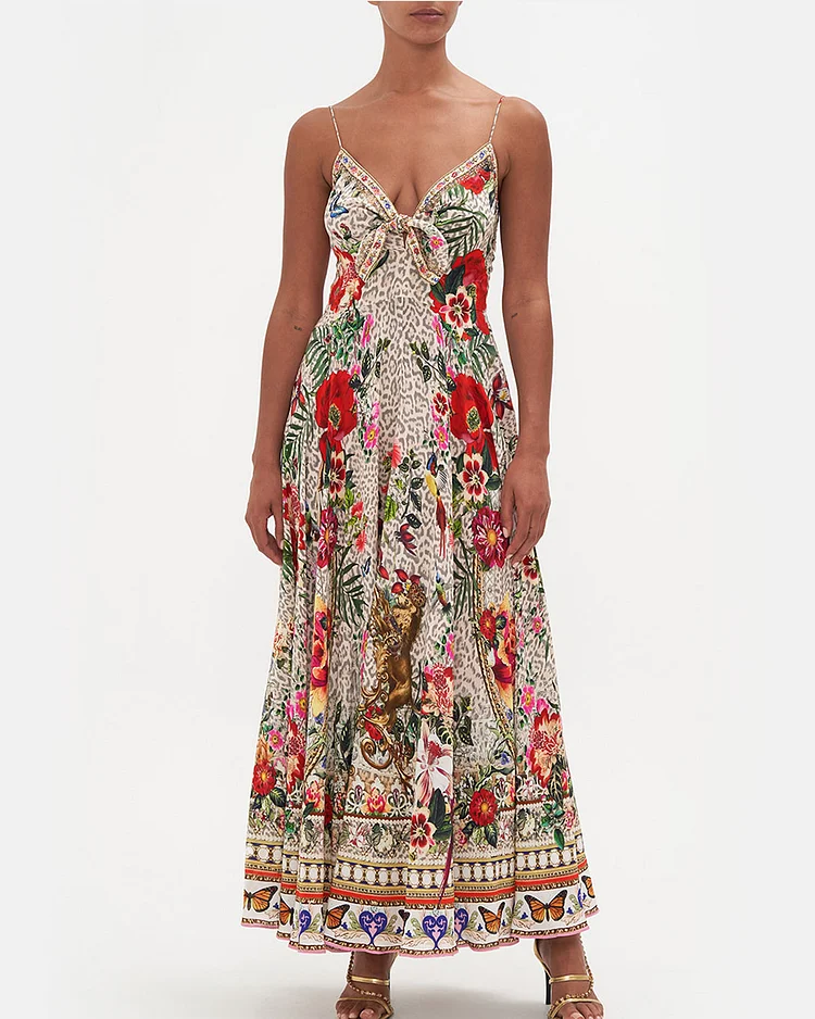 Long Dress With Tie Front