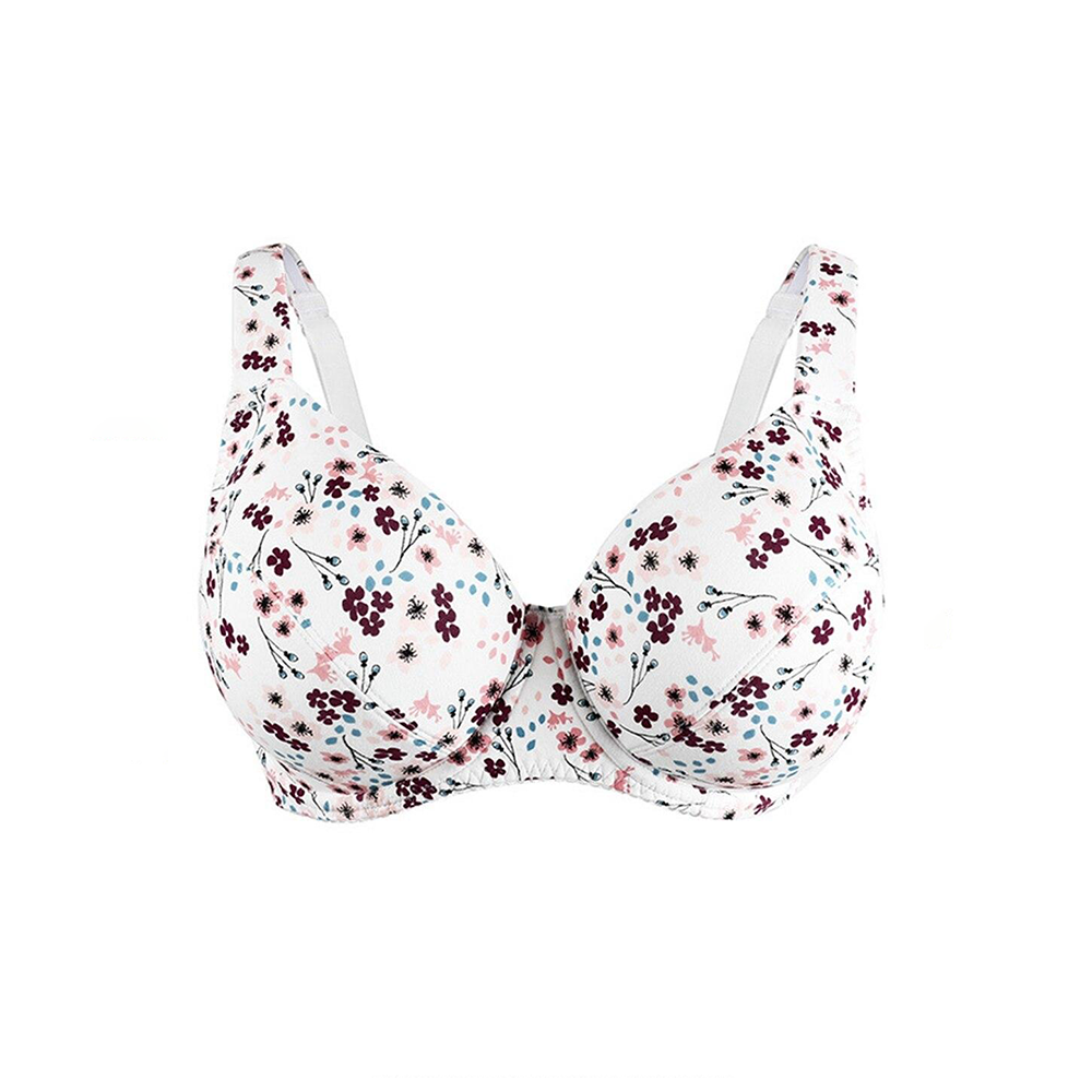  thdmladies Plus Size Floral Full Coverage Push Up Comfy Bra thedmladies
