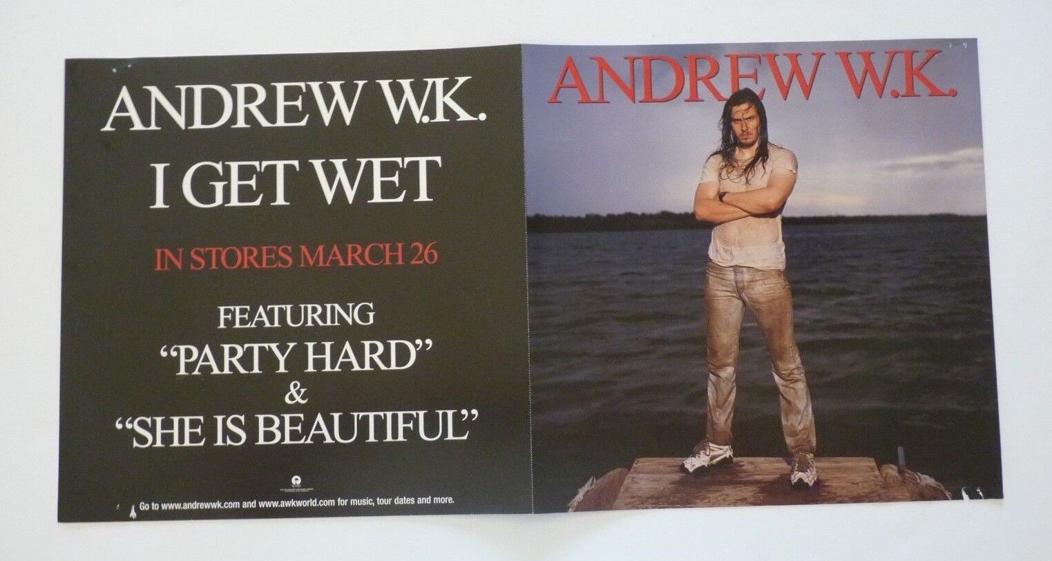 Andrew W.K. I Get Wet LP Record Photo Poster painting Flat 12x24 Poster