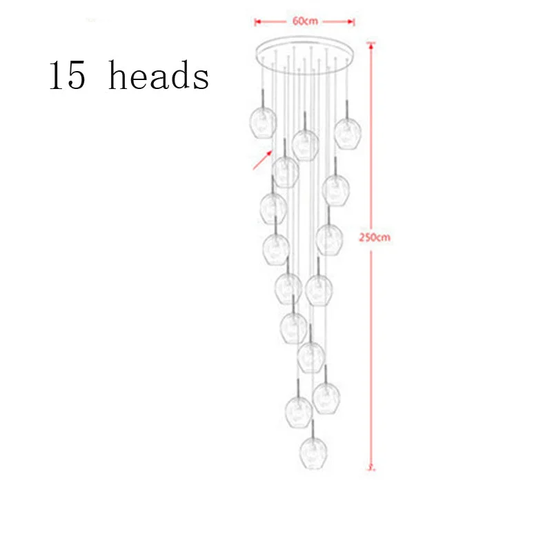 LED Duplex Staircase Chandelier Villa Hotel Revolving Living Room